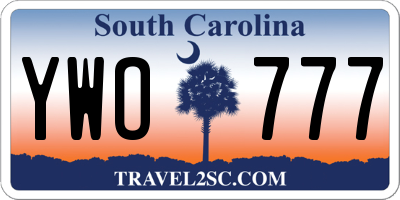 SC license plate YWO777