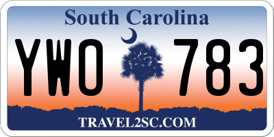 SC license plate YWO783