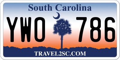 SC license plate YWO786