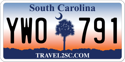 SC license plate YWO791