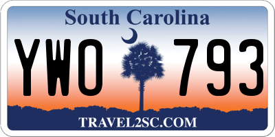 SC license plate YWO793