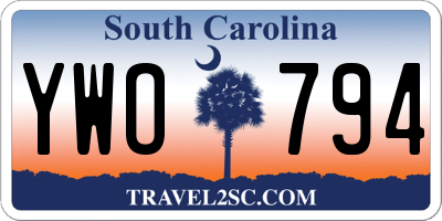 SC license plate YWO794