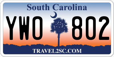 SC license plate YWO802
