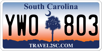 SC license plate YWO803