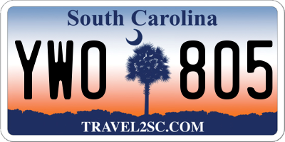 SC license plate YWO805