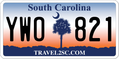 SC license plate YWO821