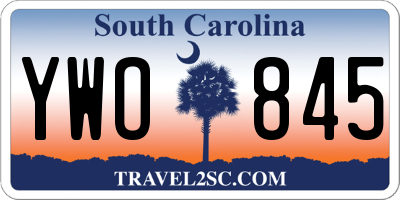 SC license plate YWO845