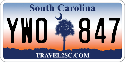 SC license plate YWO847
