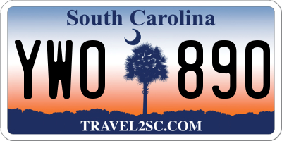 SC license plate YWO890