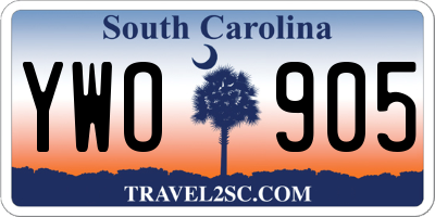 SC license plate YWO905