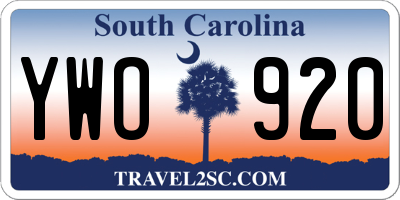 SC license plate YWO920