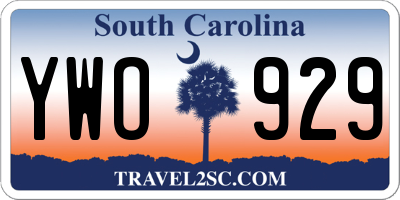 SC license plate YWO929