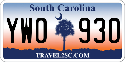SC license plate YWO930