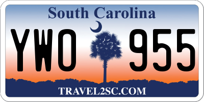 SC license plate YWO955