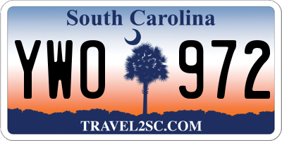 SC license plate YWO972