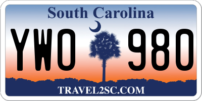 SC license plate YWO980