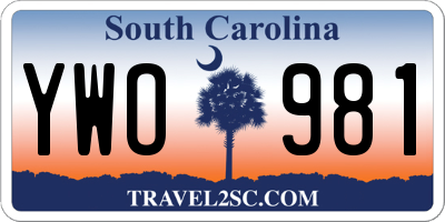 SC license plate YWO981