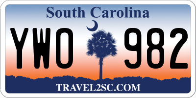 SC license plate YWO982