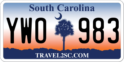 SC license plate YWO983