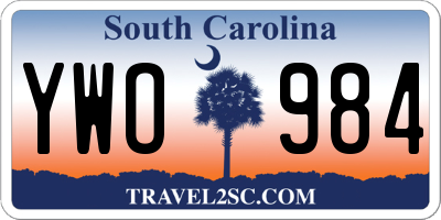 SC license plate YWO984