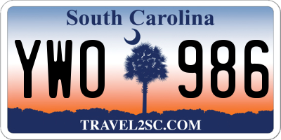 SC license plate YWO986