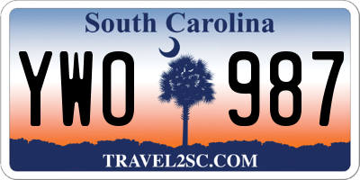 SC license plate YWO987