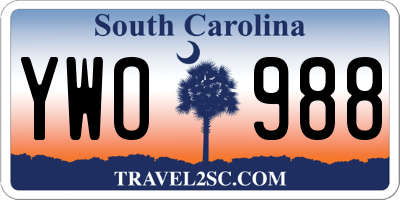 SC license plate YWO988