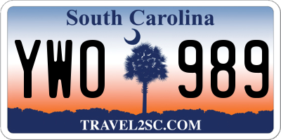 SC license plate YWO989