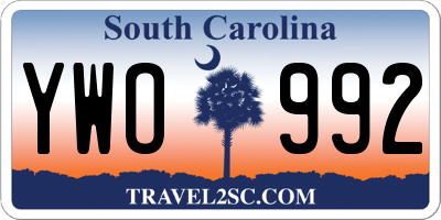 SC license plate YWO992