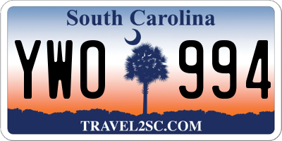 SC license plate YWO994