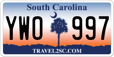 SC license plate YWO997