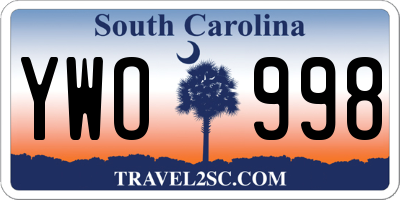 SC license plate YWO998