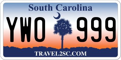 SC license plate YWO999