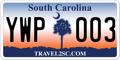 SC license plate YWP003