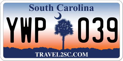 SC license plate YWP039