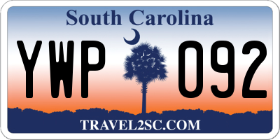 SC license plate YWP092