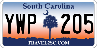 SC license plate YWP205