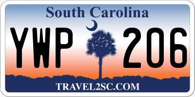 SC license plate YWP206