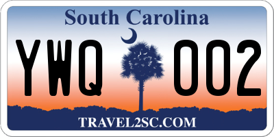 SC license plate YWQ002