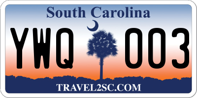 SC license plate YWQ003