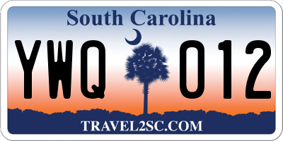 SC license plate YWQ012