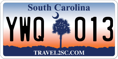 SC license plate YWQ013