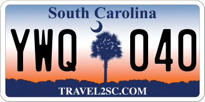 SC license plate YWQ040