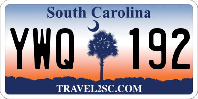 SC license plate YWQ192