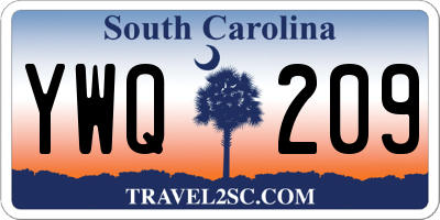 SC license plate YWQ209