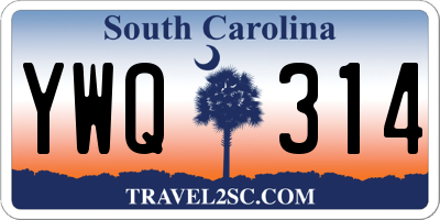 SC license plate YWQ314