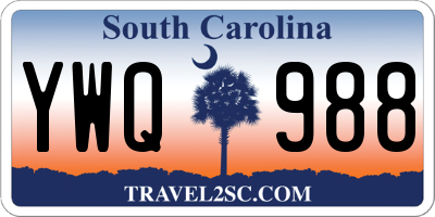 SC license plate YWQ988