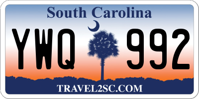 SC license plate YWQ992
