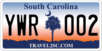 SC license plate YWR002