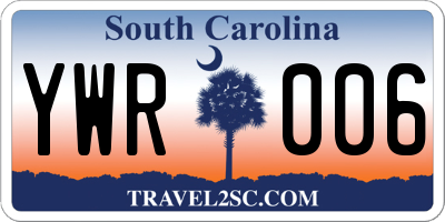 SC license plate YWR006